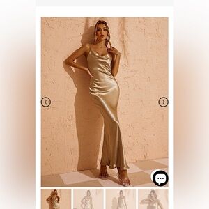 Sandra Satin Gold Backless Maxi Dress